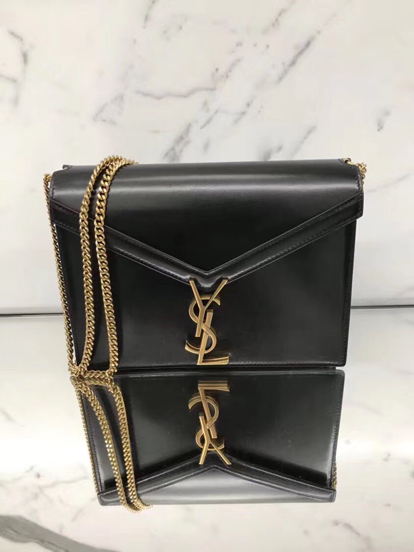 圣罗兰包包香港官網 YSL CASSANDRA 黑色小牛皮真皮鏈條包 532750