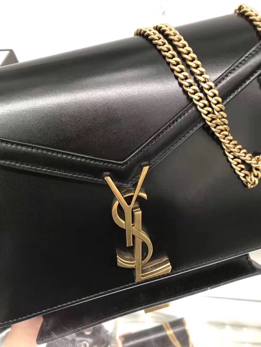 圣罗兰包包香港官網 YSL CASSANDRA 黑色小牛皮真皮鏈條包 532750