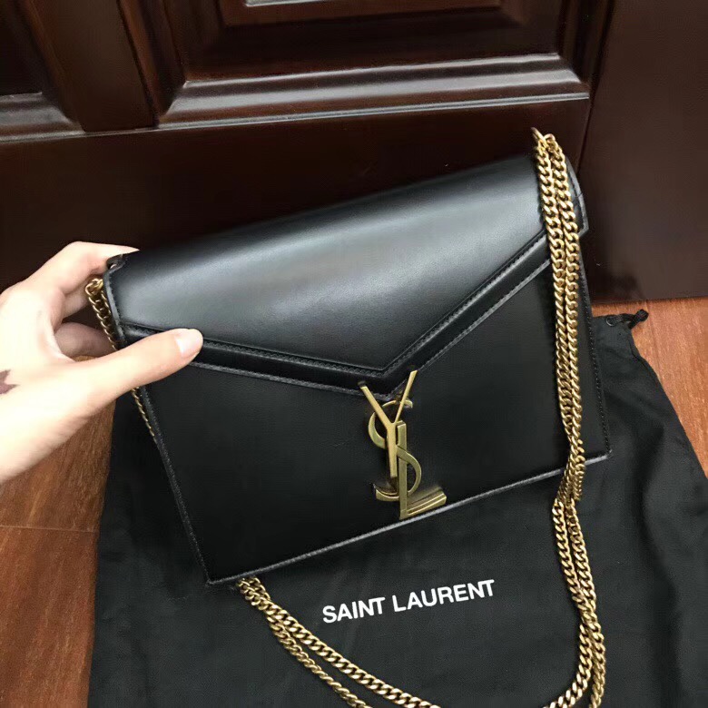 圣罗兰包包香港官網 YSL CASSANDRA 黑色小牛皮真皮鏈條包 532750