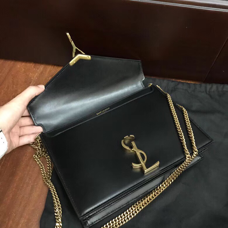 圣罗兰包包香港官網 YSL CASSANDRA 黑色小牛皮真皮鏈條包 532750