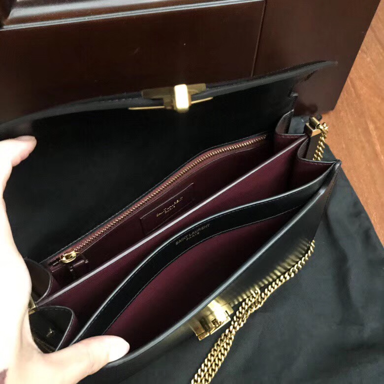 圣罗兰包包香港官網 YSL CASSANDRA 黑色小牛皮真皮鏈條包 532750