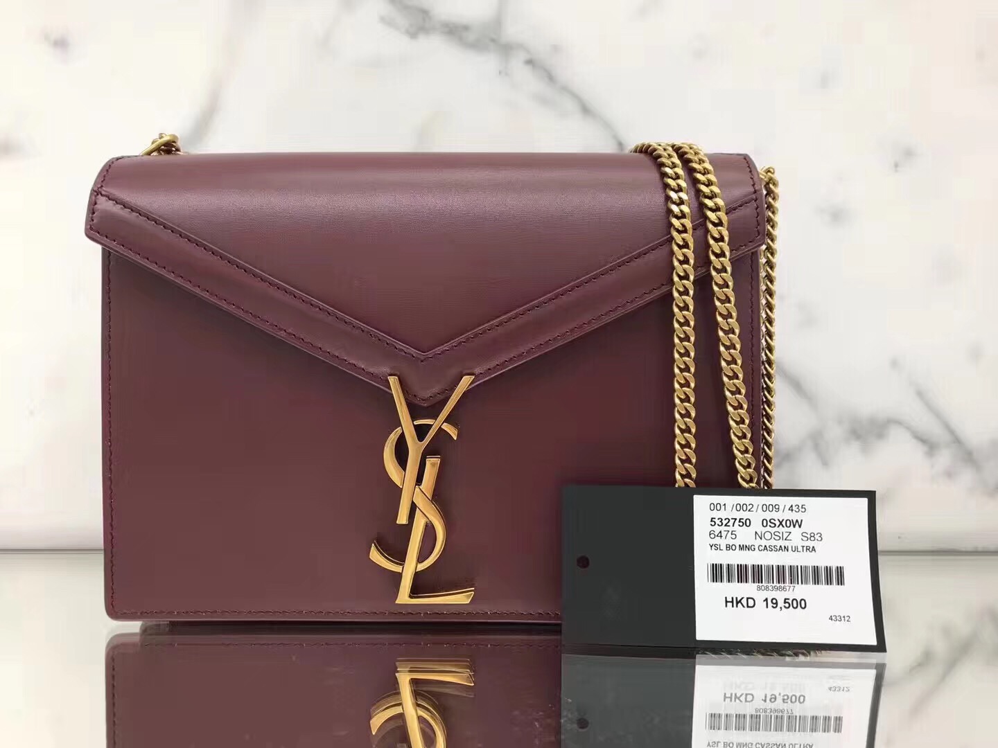 YSL包包官网 SAINT LAURENT MONOGRAM 酒红色小牛皮翻蓋包袋