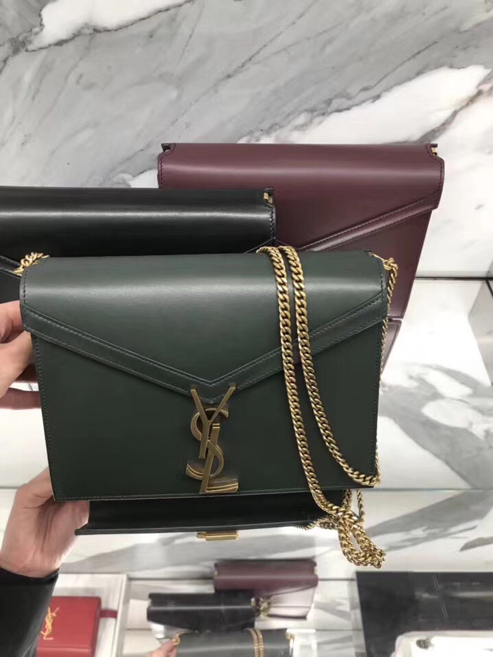 YSL包包官网 SAINT LAURENT MONOGRAM 酒红色小牛皮翻蓋包袋