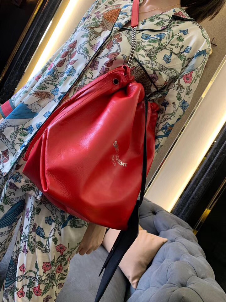 聖羅蘭官網包包 YSL TEDDY 紅色真皮包 SAINT LAURENT PARIS 壓花手拿包