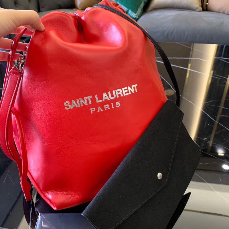 聖羅蘭官網包包 YSL TEDDY 紅色真皮包 SAINT LAURENT PARIS 壓花手拿包