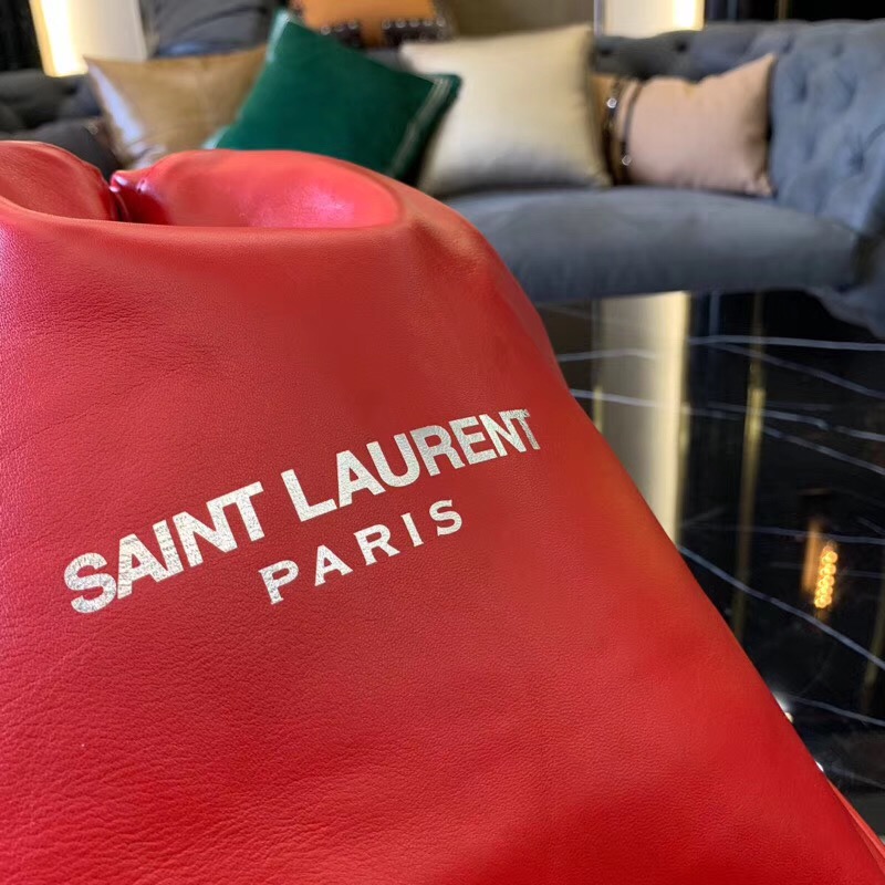 聖羅蘭官網包包 YSL TEDDY 紅色真皮包 SAINT LAURENT PARIS 壓花手拿包