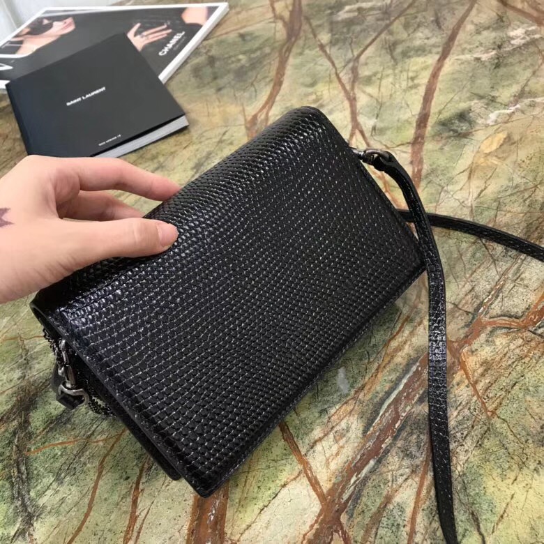 聖羅蘭包包官網 YSL SAC MINI POCHETTE 蜥蜴紋链条小包