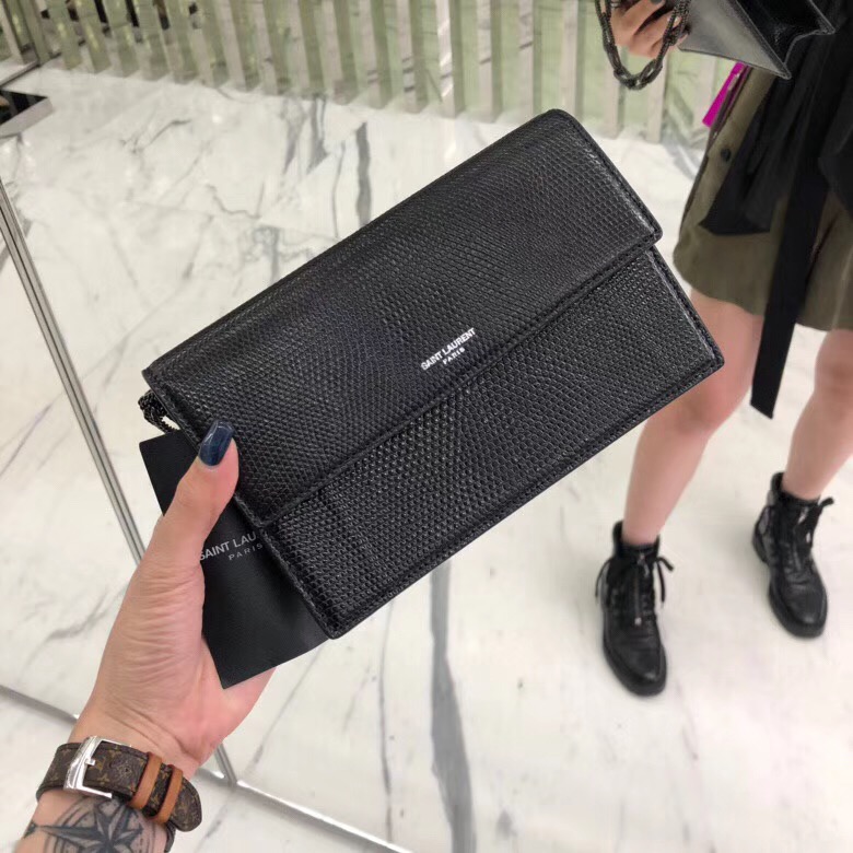 聖羅蘭包包官網 YSL SAC MINI POCHETTE 蜥蜴紋链条小包