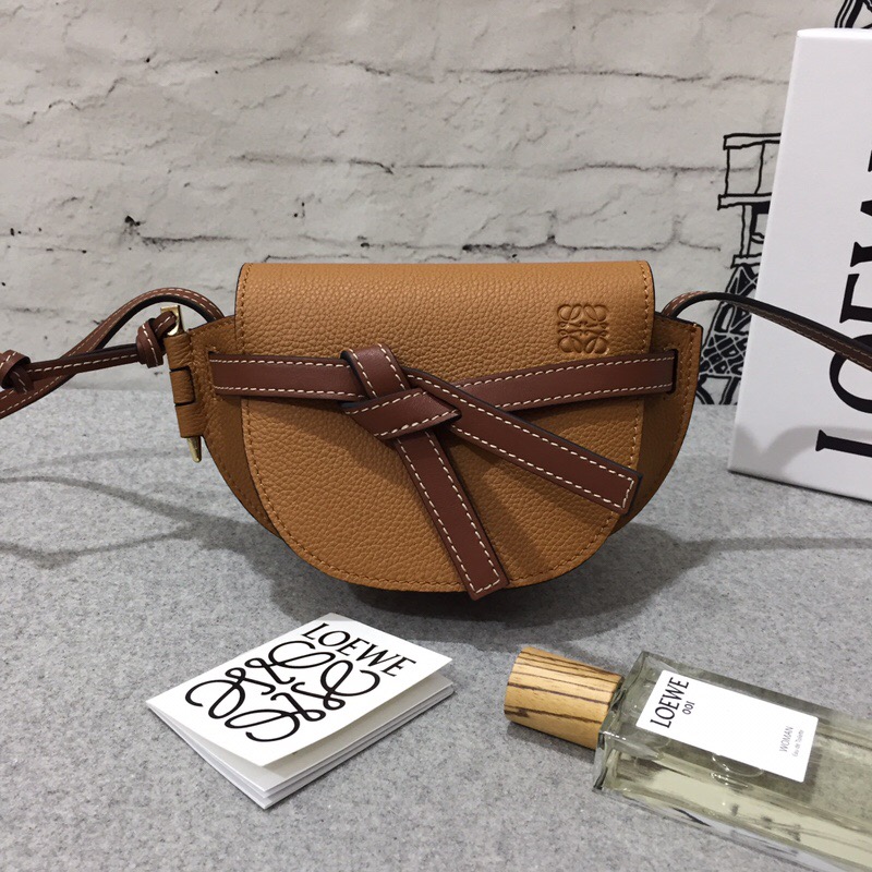 羅意威官網迷妳馬鞍包 loewe Mini Gate Bag Light Caramel/Pecan Color