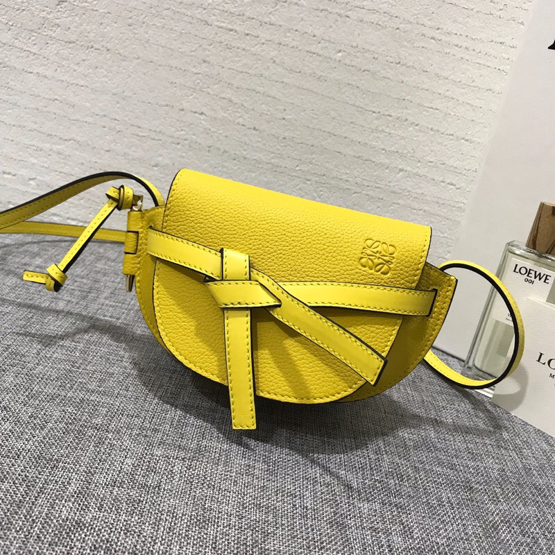 羅意威迷妳馬鞍包 loewe Mini Gate Bag 黃色 柔軟粒面小牛皮