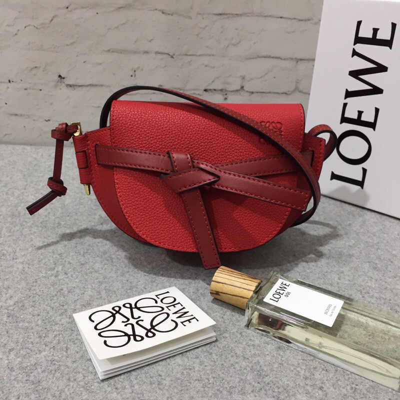 羅意威迷妳馬鞍包 loewe女包 Mini Gate Bag Scarlet Red/Burnt Red