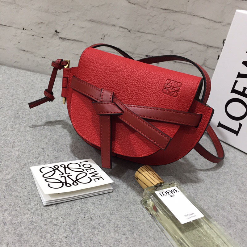 羅意威迷妳馬鞍包 loewe女包 Mini Gate Bag Scarlet Red/Burnt Red