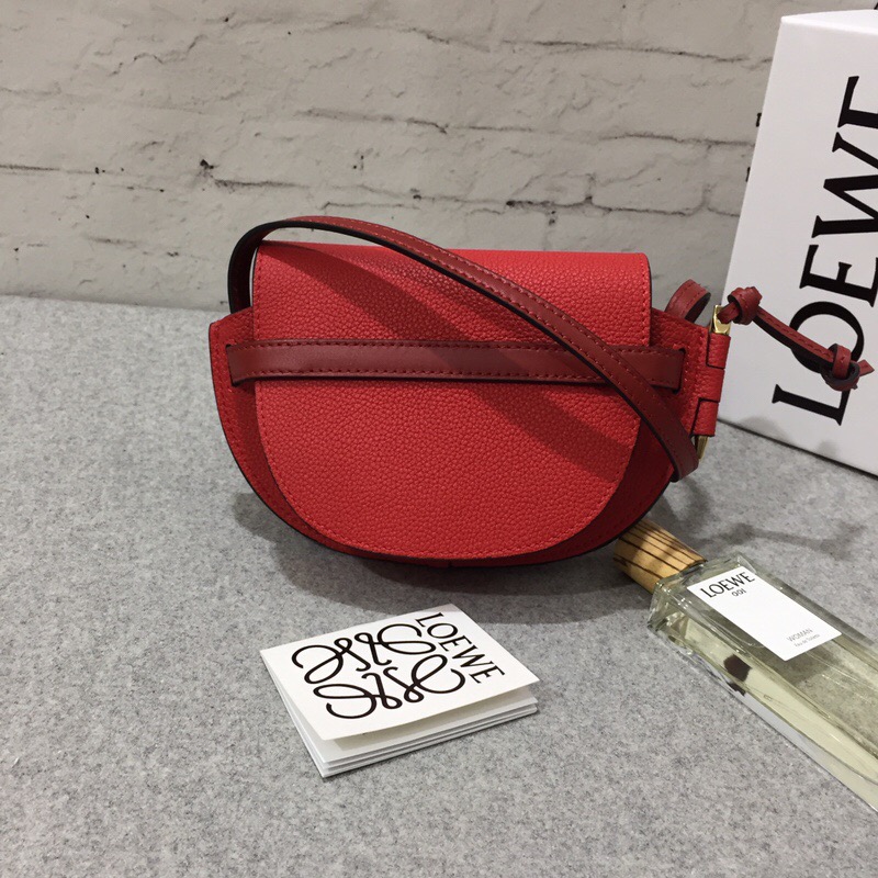 羅意威迷妳馬鞍包 loewe女包 Mini Gate Bag Scarlet Red/Burnt Red