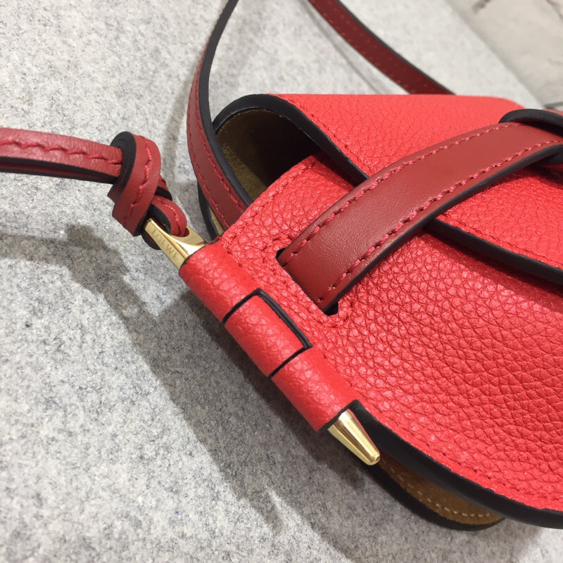 羅意威迷妳馬鞍包 loewe女包 Mini Gate Bag Scarlet Red/Burnt Red