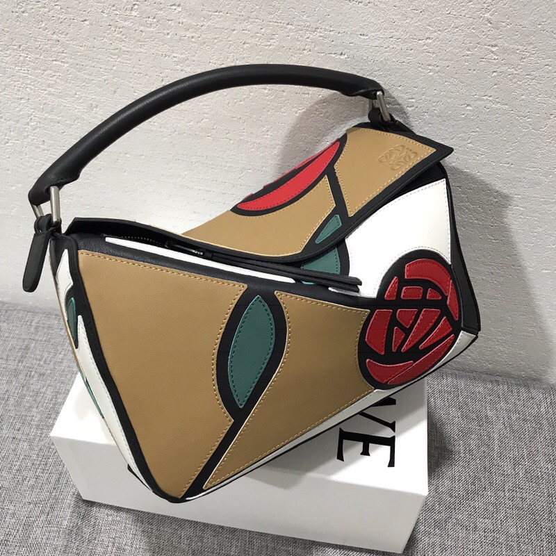 羅意威女包香港官網 LOEWE Puzzle Roses Bag Mocca/Multicolor