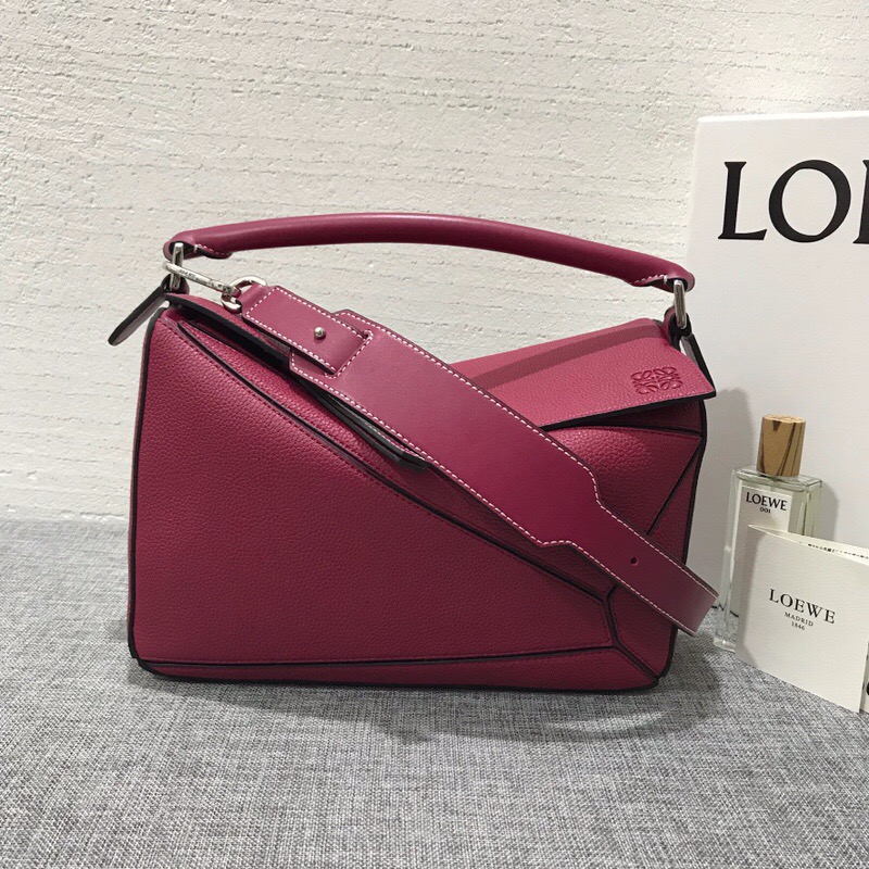 羅意威女包 LOEWE Puzzle Bag 覆盆莓色 紫紅色 進口珠地小牛皮