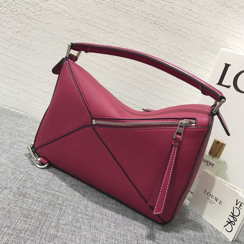 羅意威女包 LOEWE Puzzle Bag 覆盆莓色 紫紅色 進口珠地小牛皮