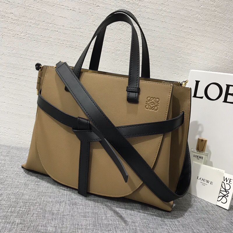 羅意威包包官網 LOEWE 女包 Gate Top Handle Small Mocca/Black