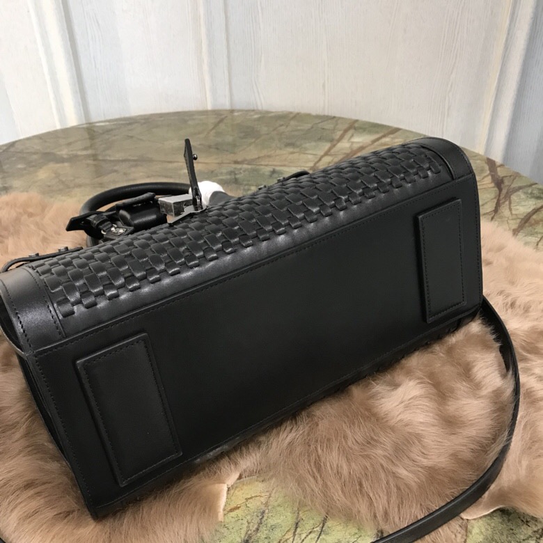 聖羅蘭 YSL 風琴包 經典 SAC DE JOUR 小號純手工編織 黑色真皮手袋