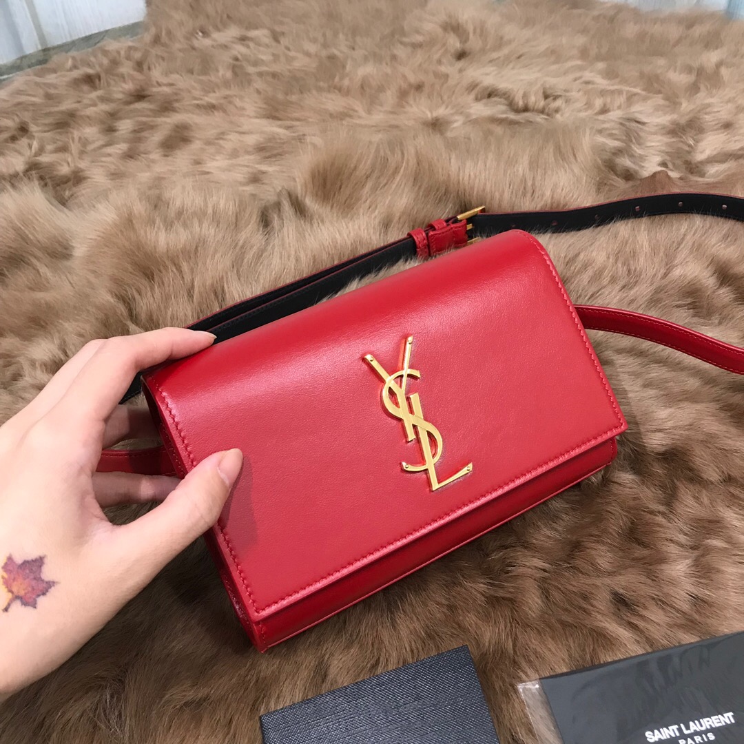 聖羅蘭包包 YSL KATE 紅色真皮腰包 534395DV70J6805