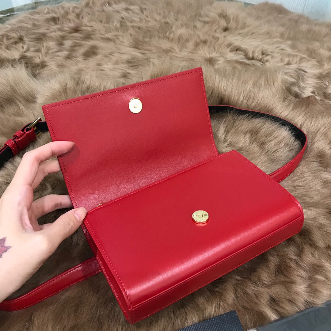 聖羅蘭包包 YSL KATE 紅色真皮腰包 534395DV70J6805