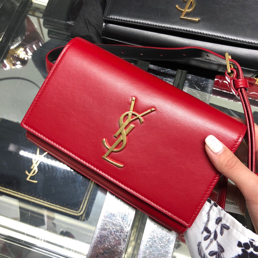 聖羅蘭包包 YSL KATE 紅色真皮腰包 534395DV70J6805