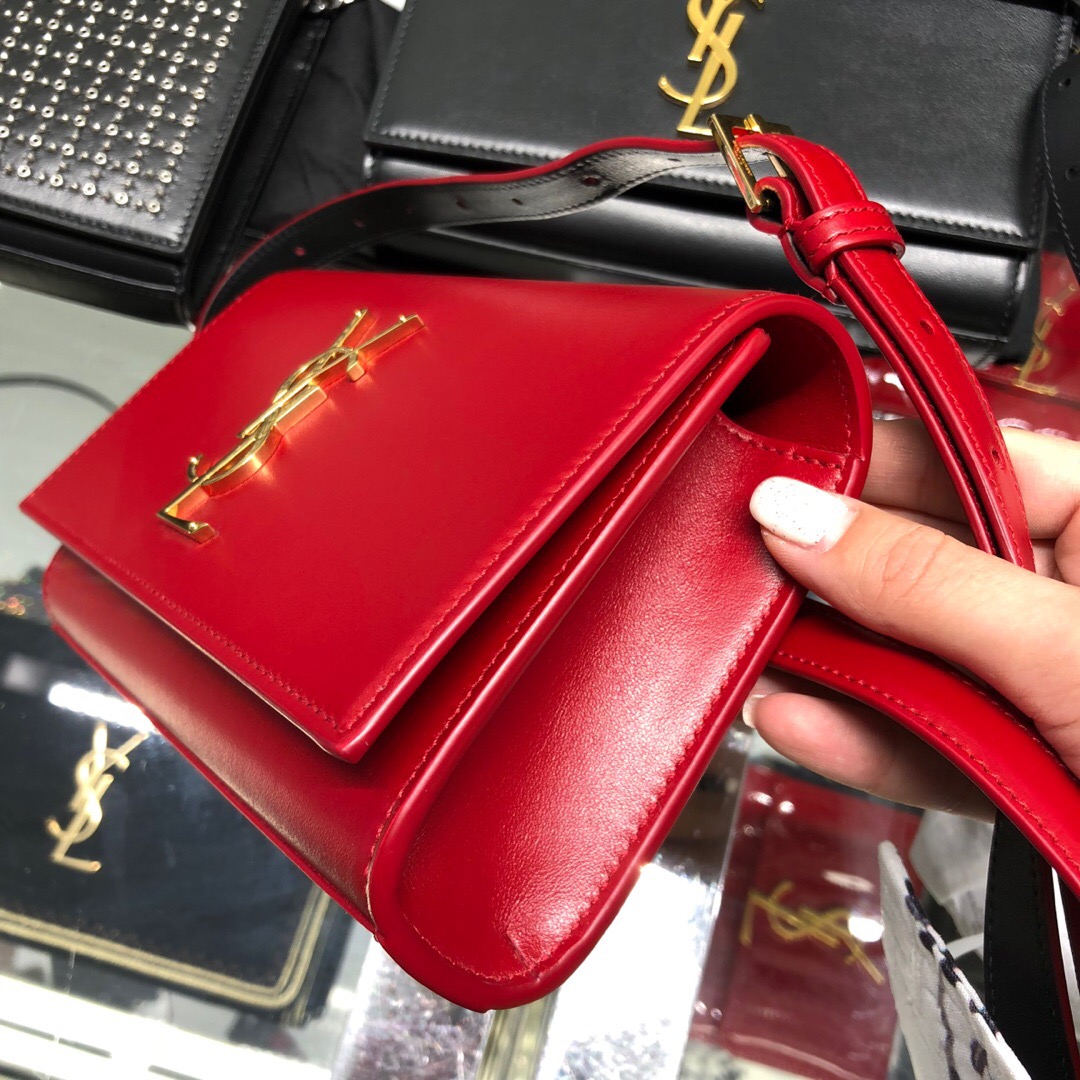 聖羅蘭包包 YSL KATE 紅色真皮腰包 534395DV70J6805