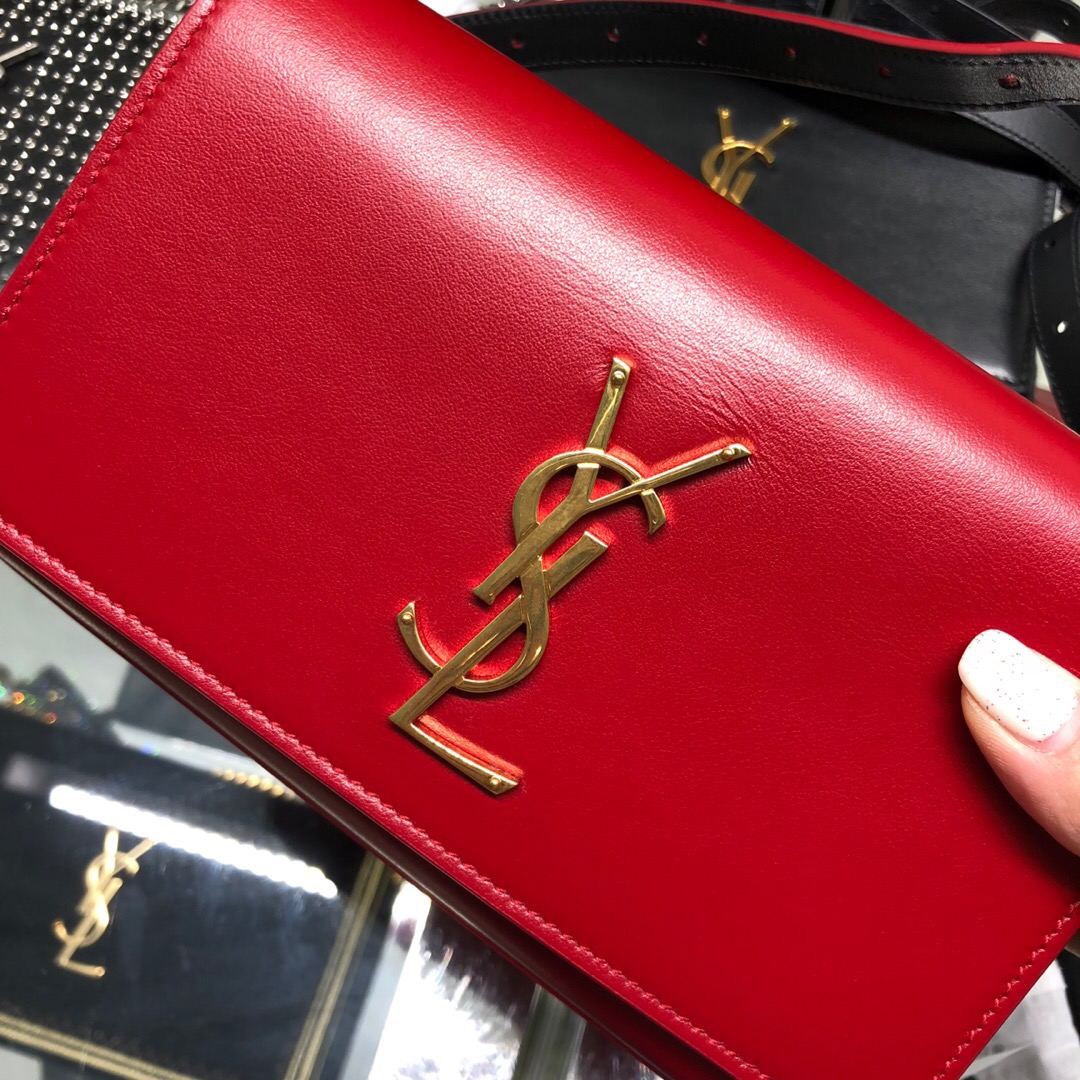 聖羅蘭包包 YSL KATE 紅色真皮腰包 534395DV70J6805