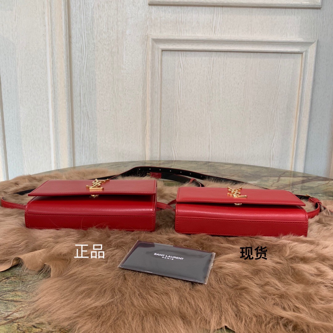 聖羅蘭包包 YSL KATE 紅色真皮腰包 534395DV70J6805