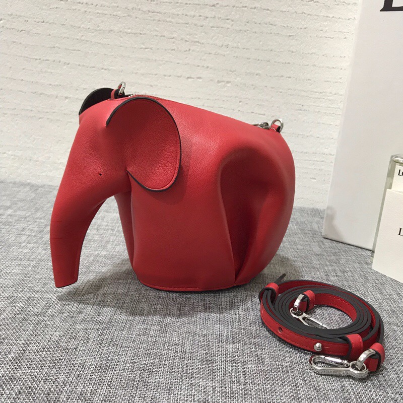 羅意威女包2018新款 LOEWE Elephant Mini Bag 小牛皮猩紅色