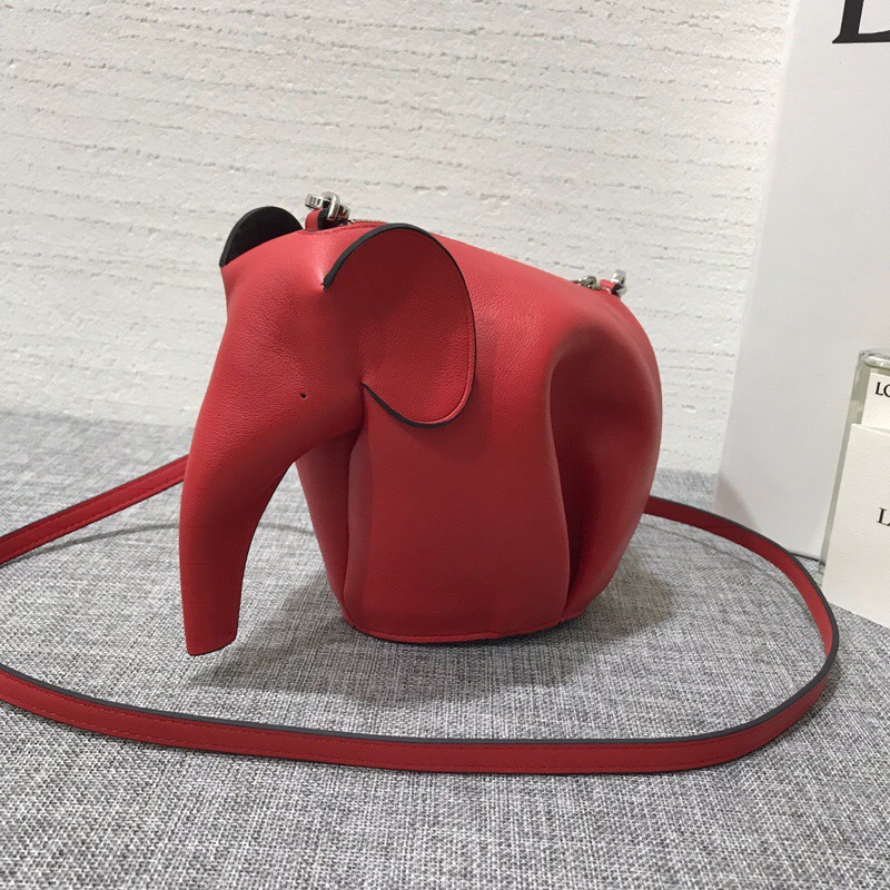 羅意威女包2018新款 LOEWE Elephant Mini Bag 小牛皮猩紅色