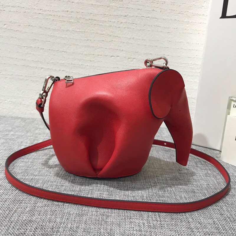 羅意威女包2018新款 LOEWE Elephant Mini Bag 小牛皮猩紅色