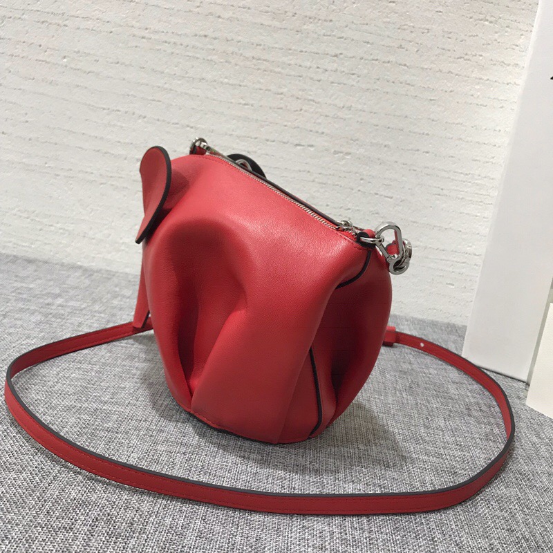 羅意威女包2018新款 LOEWE Elephant Mini Bag 小牛皮猩紅色