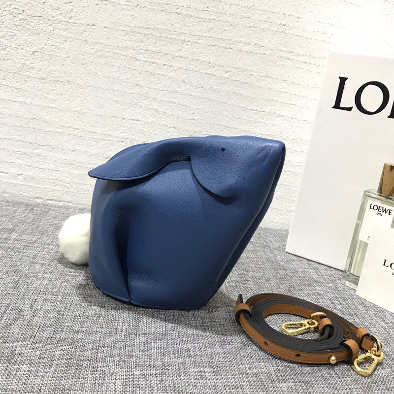 羅意威女包新款 LOEWE Bunny Mini Bag Varsity Blue/Pecan Color