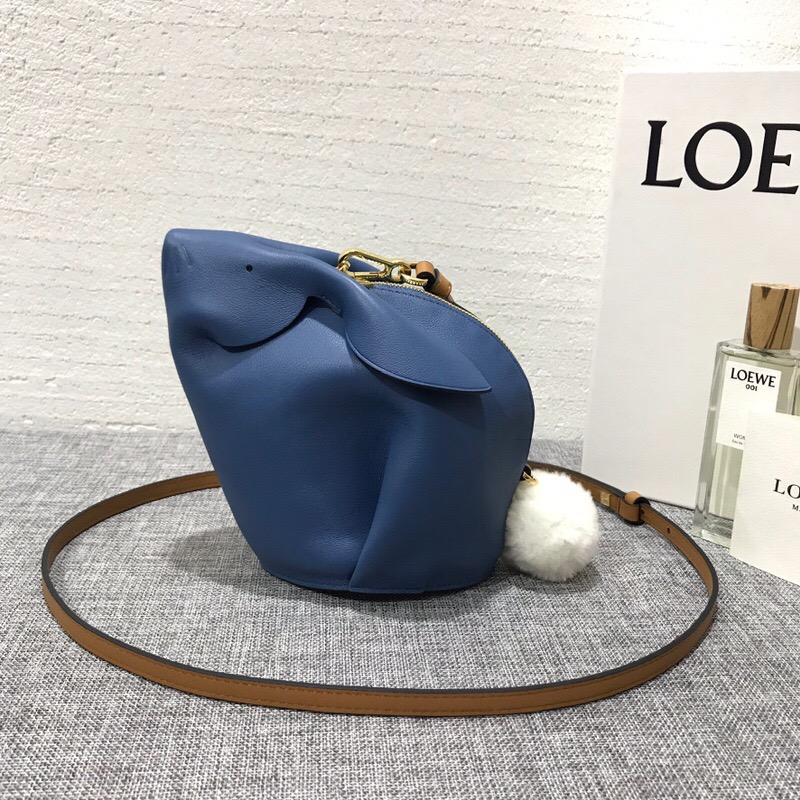 羅意威女包新款 LOEWE Bunny Mini Bag Varsity Blue/Pecan Color