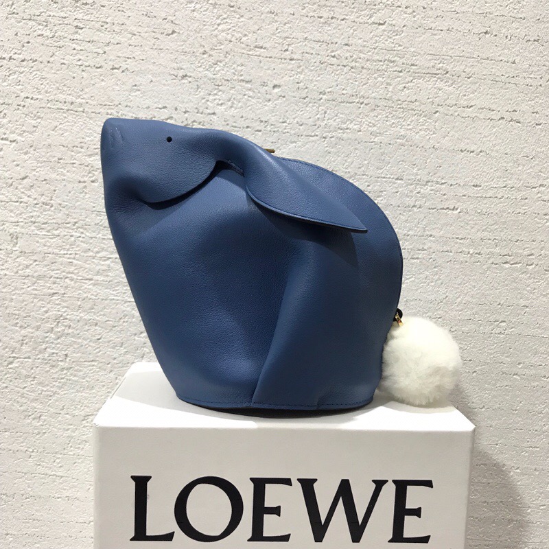 羅意威女包新款 LOEWE Bunny Mini Bag Varsity Blue/Pecan Color