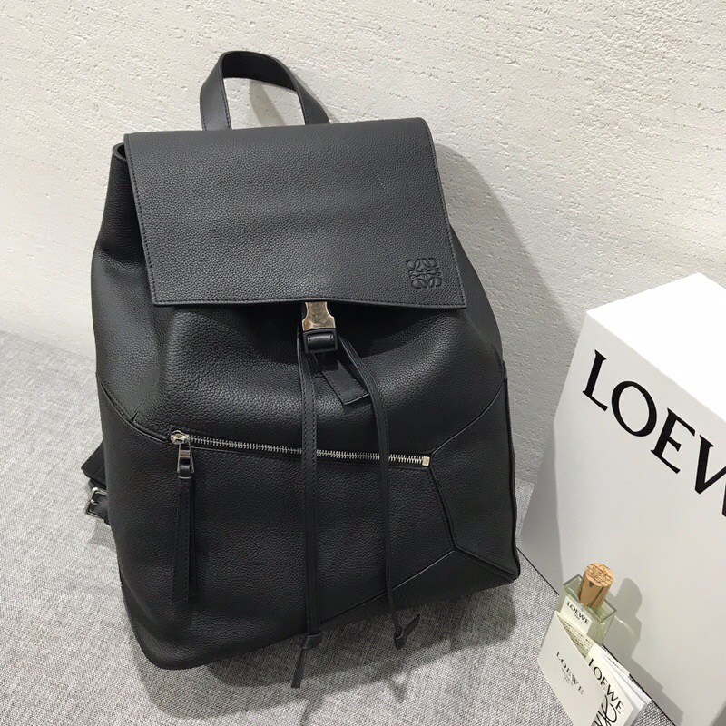 羅意威男包 雙肩背包 loewe Puzzle Backpack黑色柔軟粒面小牛皮