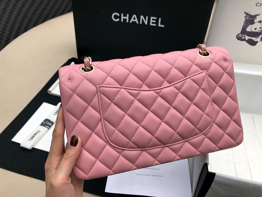 2018香奈兒最新款包包 Classic Flap Bag 櫻花粉色羊皮菱格鏈條口蓋包