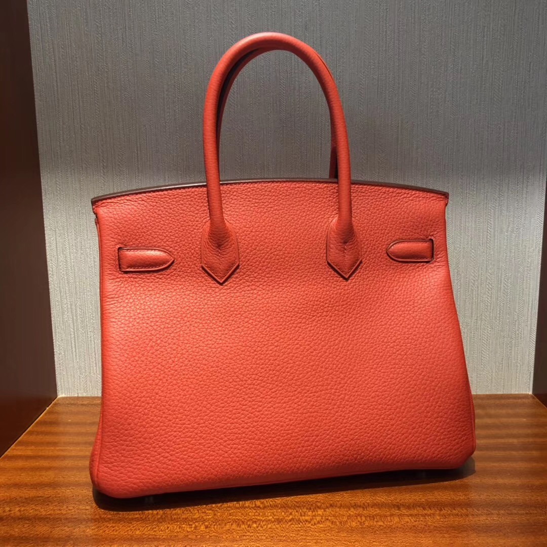 愛馬仕包包新加坡官網 Hermes Birkin 30 9J火焰橙 Togo原廠牛皮 金扣