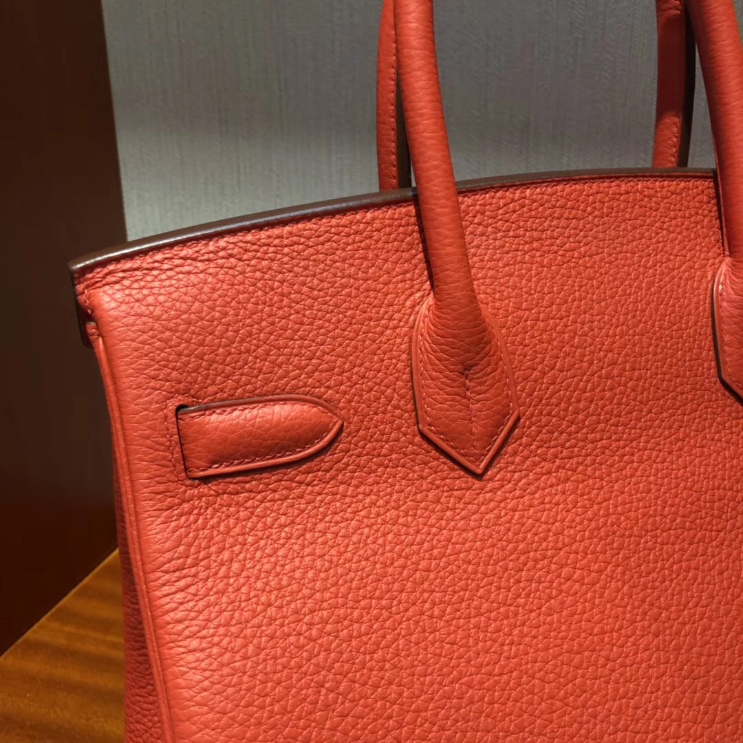 愛馬仕包包新加坡官網 Hermes Birkin 30 9J火焰橙 Togo原廠牛皮 金扣