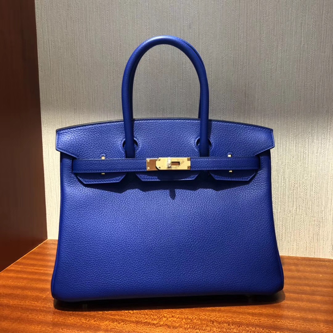 愛馬仕加拿大官網Hermes Birkin 30 Togo 原廠小牛皮 I7琉璃藍 金扣