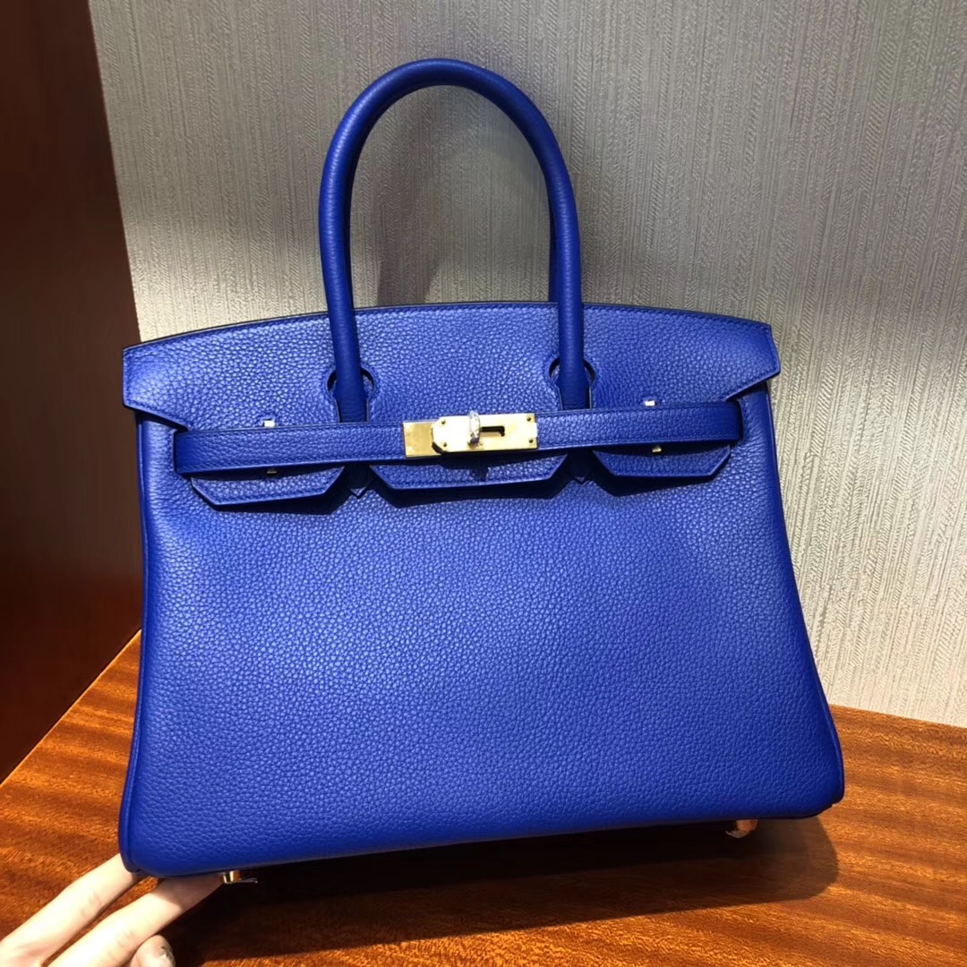 愛馬仕加拿大官網Hermes Birkin 30 Togo 原廠小牛皮 I7琉璃藍 金扣