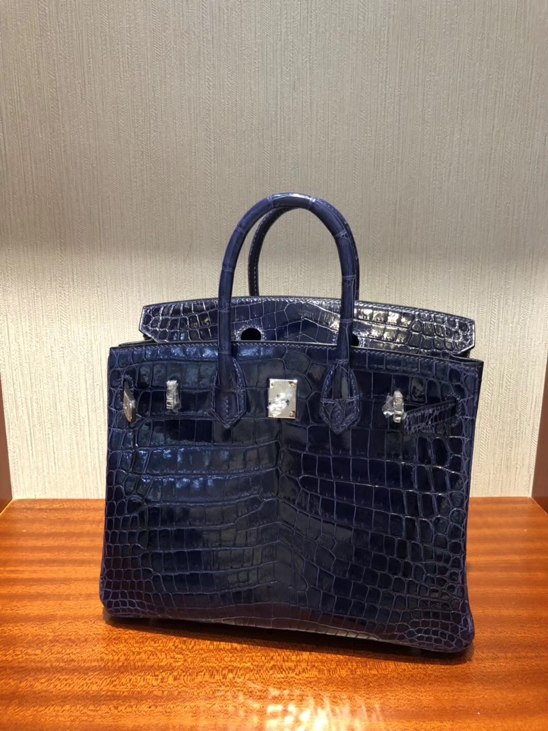 Singapore Hermes Birkin 25 CK73宝石蓝 Shiny nilo crocodile 亮面两点尼罗鳄鱼