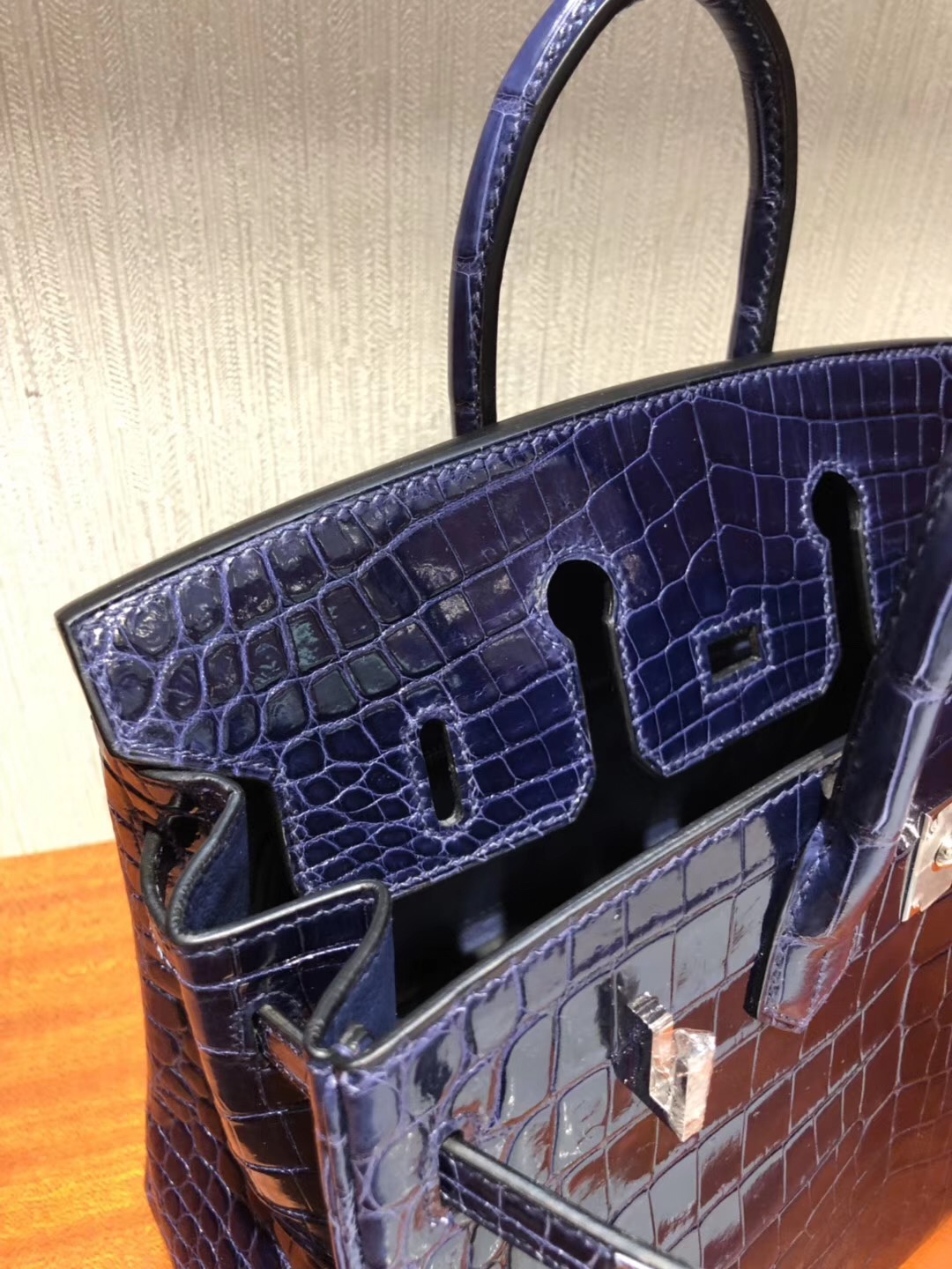 Singapore Hermes Birkin 25 CK73宝石蓝 Shiny nilo crocodile 亮面两点尼罗鳄鱼