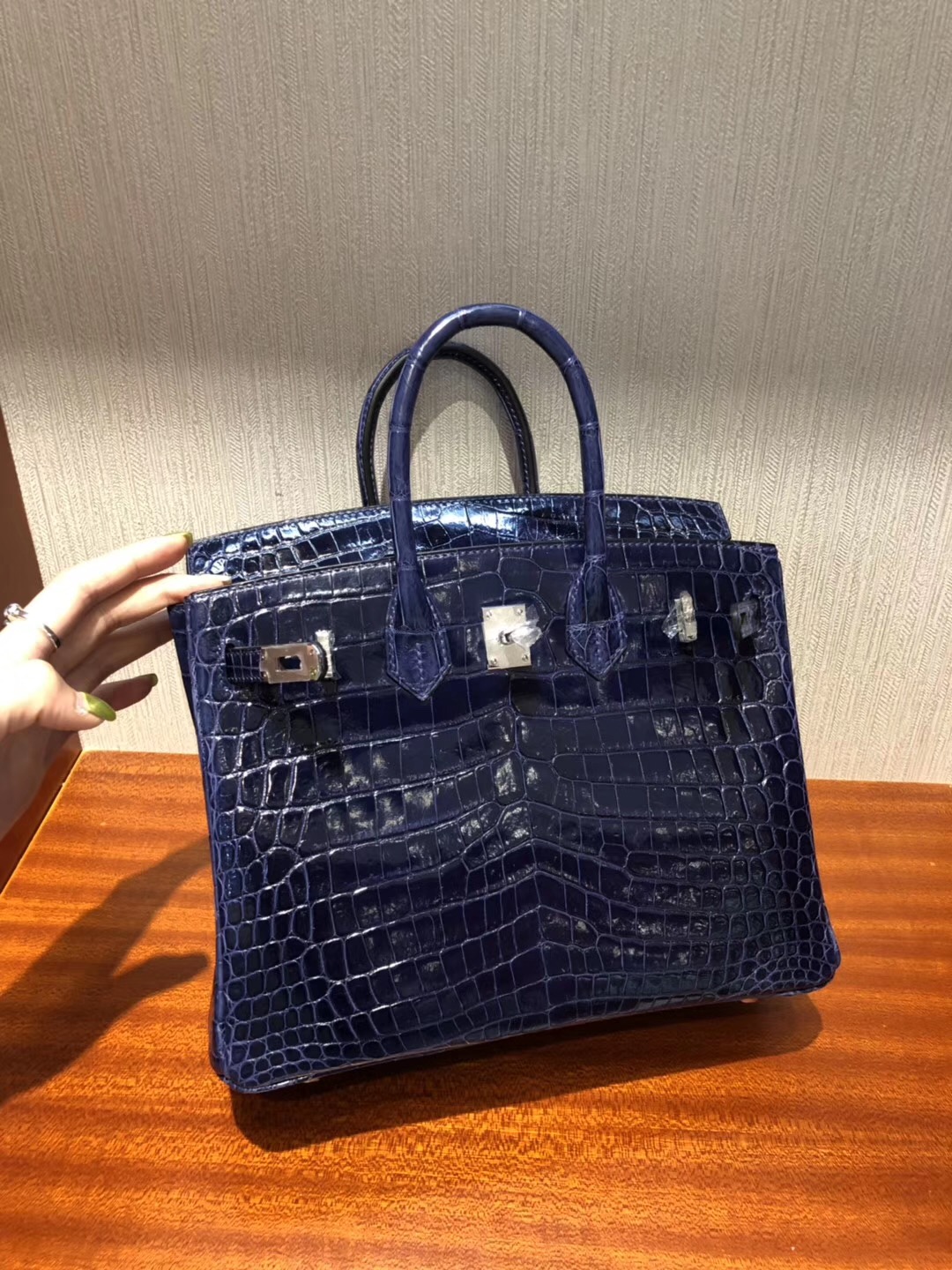 Singapore Hermes Birkin 25 CK73宝石蓝 Shiny nilo crocodile 亮面两点尼罗鳄鱼