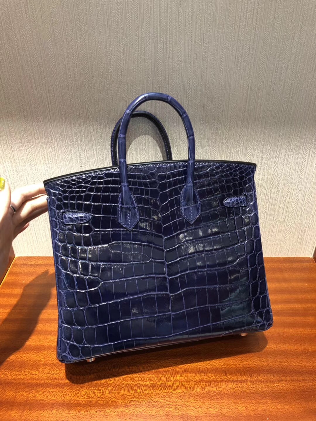 Singapore Hermes Birkin 25 CK73宝石蓝 Shiny nilo crocodile 亮面两点尼罗鳄鱼