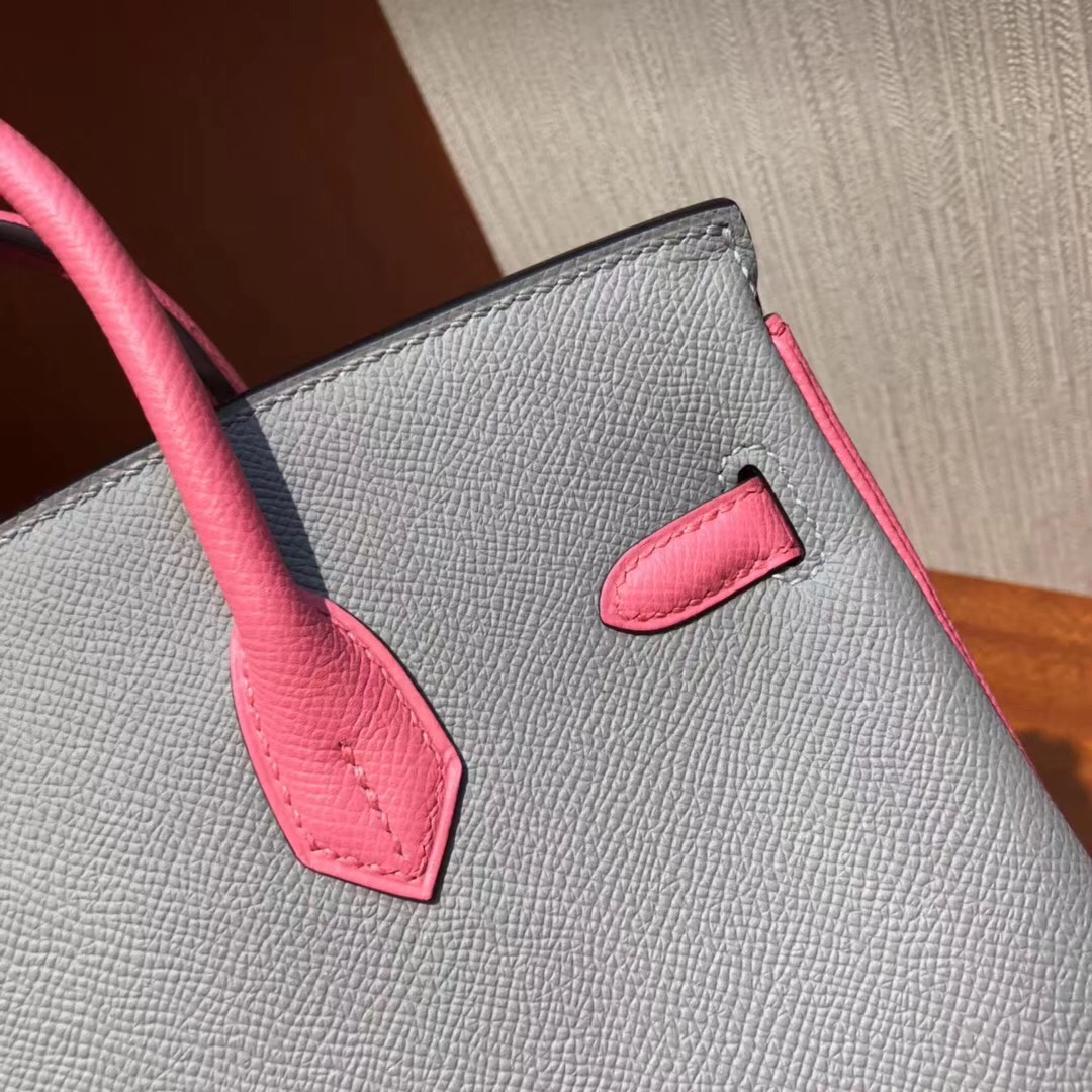 HERMES Malaysia Birkin 25 Bag 4Z海鷗灰拼色 8W唇膏粉Epsom牛皮