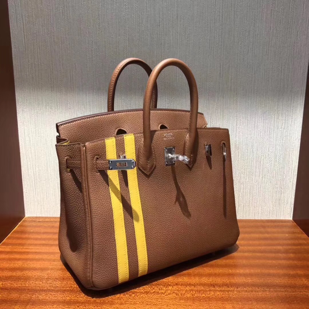 馬來西亞Malaysia HERMES Birkin 25 Bag CK37金棕色/雙杠9D琥珀黃 Togo皮