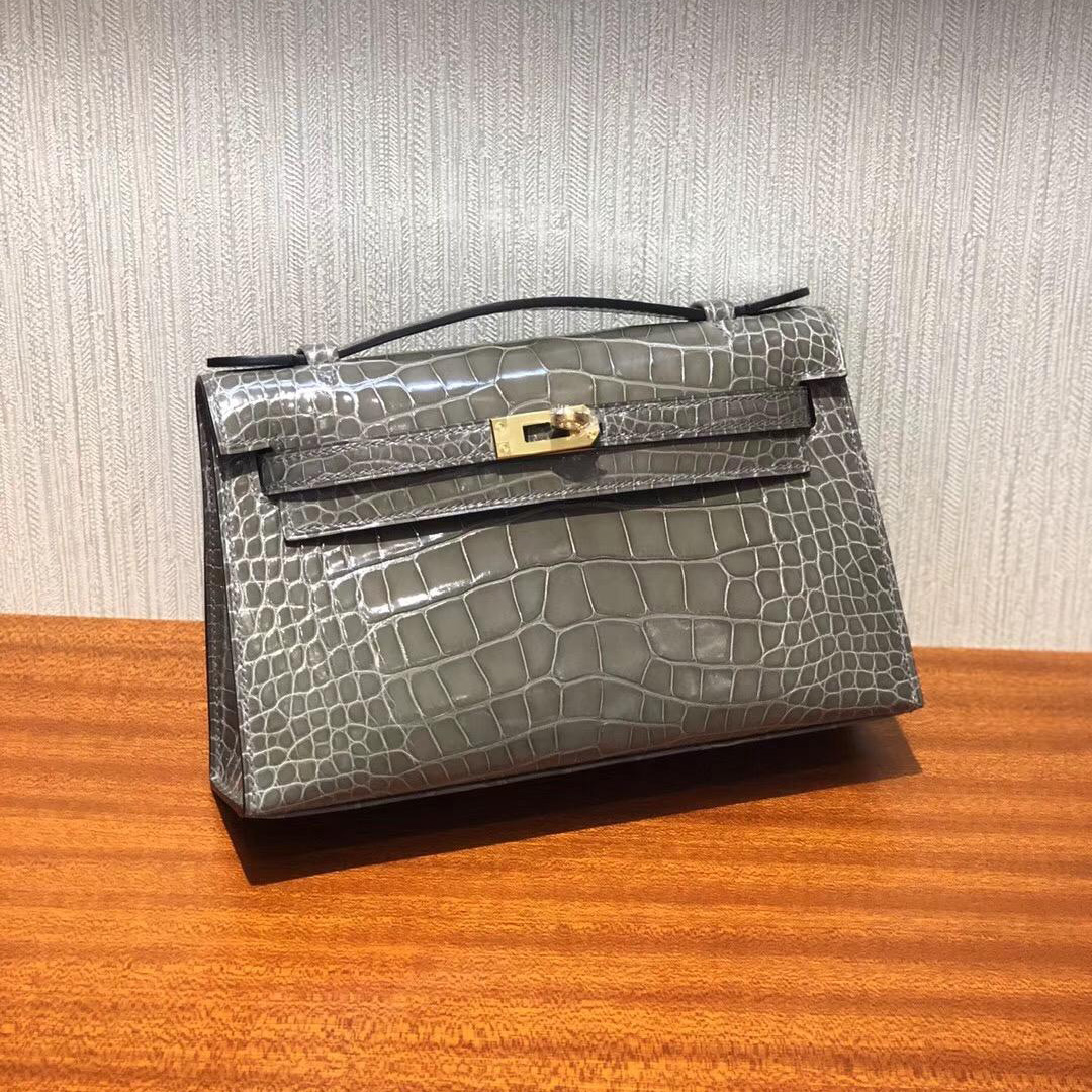 Malaysia Hermes Mini Kelly pochette 22cm CK81斑鳩灰