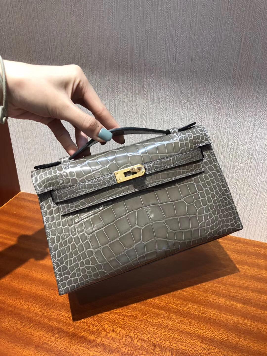 Malaysia Hermes Mini Kelly pochette 22cm CK81斑鳩灰